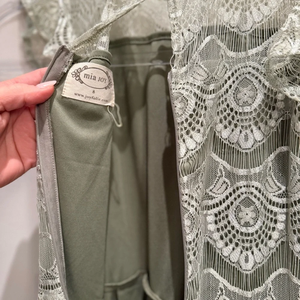 NWT- Mia Joy Size 8 Green Lace Kids Maxi Dress